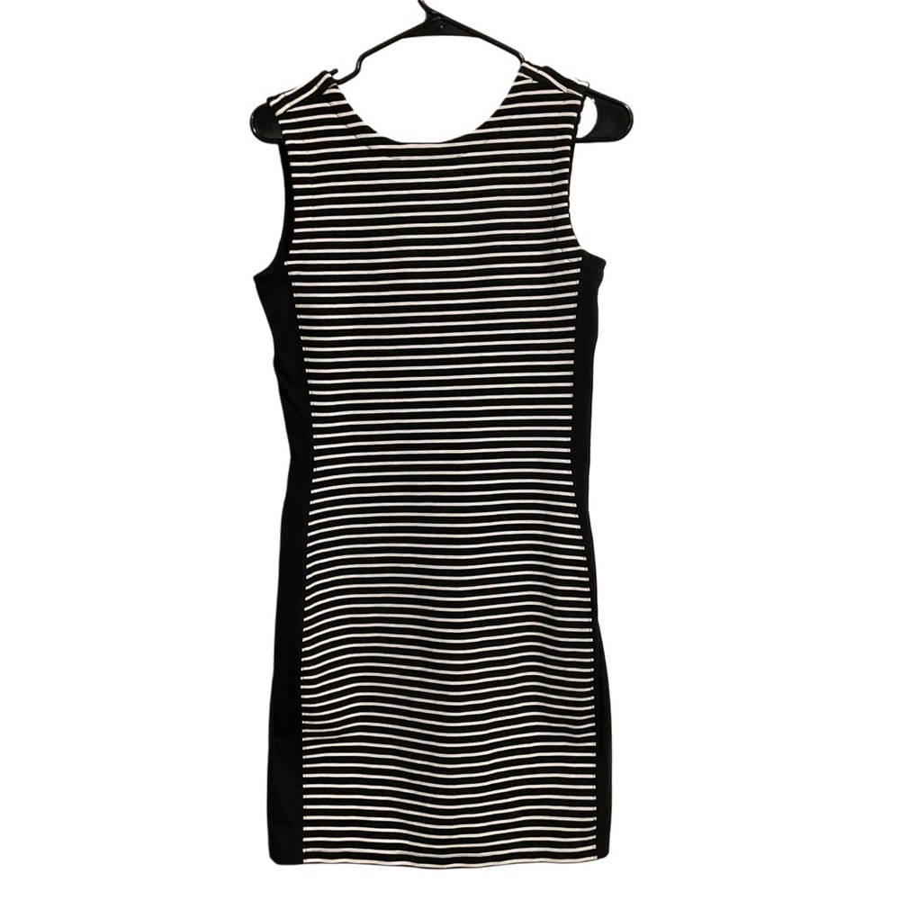 Athleta Tank Mini Dress‎ Black/White Striped Scoop Back